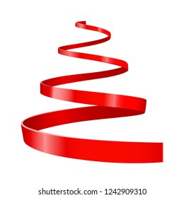 Red ribbon streamer. Vector 3d illustration isolated on white background