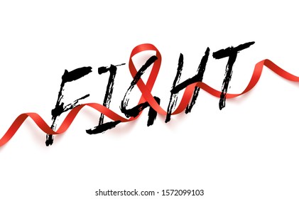 Red ribbon the symbol of Aids day awareness , 1 december. World cancer day, 4 february. Vector illustration.