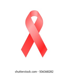 Red Ribbon - symbol awareness pandemic AIDS / HIV. 1st December World Aids Day. Vector illustration red ribbon.