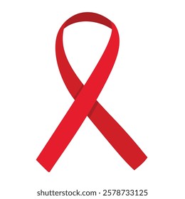 Red ribbon - symbol of Bleeding Disorders Awareness Month, Hemophilia Day. Vector design element isolated on white background.