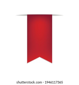 Red ribbon tag.Vector illustration isolated on white background.Eps 10.
