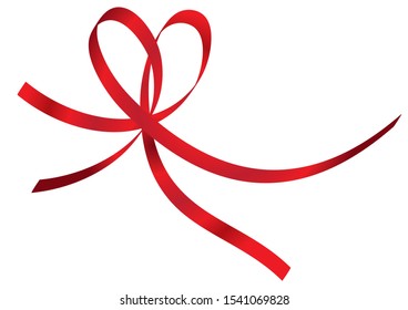 Red ribbon tape. Bows vector elements. Realistic ribbons for christmas, valentine or holiday gift wrapping isolated on white background