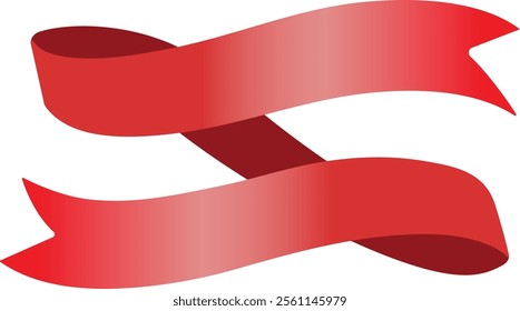 Red ribbon tape on a white background