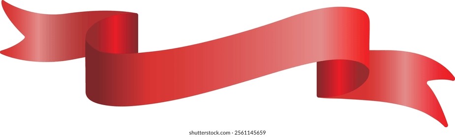 red ribbon tape vector on a white background