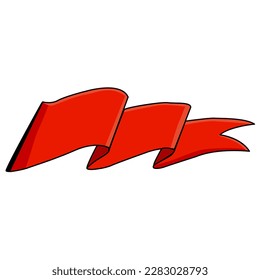 Red ribbon Text banner flat tape icon.Vector illustration. 