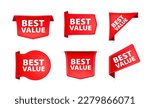 Red ribbon with text best value. Banner ribbon label best value