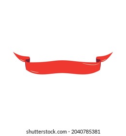 Red ribbon for text, gifts, banners, cards, decor. Christmas festive gift decoration. Valentine's Day.