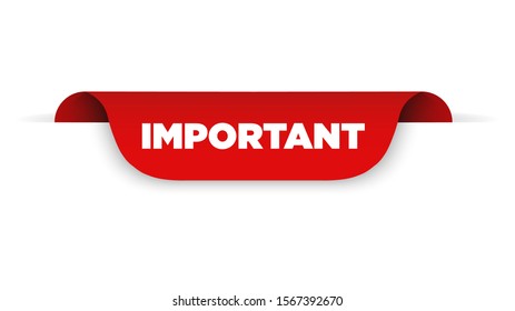 Red ribbon with text important. Vector illustration