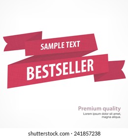 Red ribbon with text on white, vector illustration