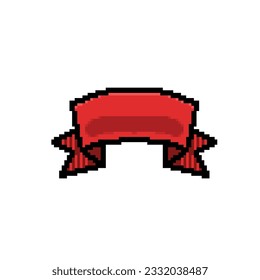 red ribbon for text space in pixel art style