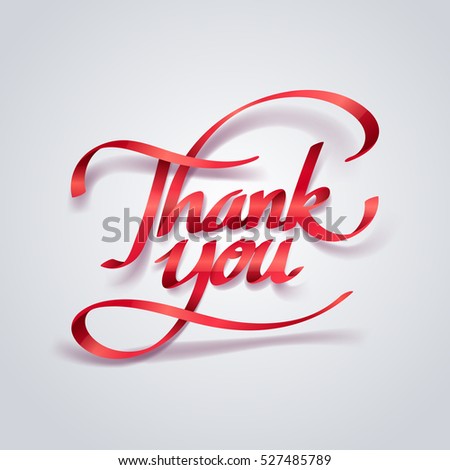 red ribbon thank you calligraphy hand のベクター画像素材