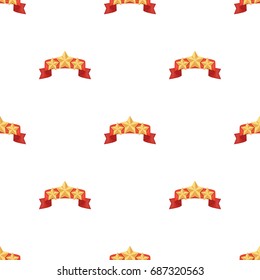 Red ribbon with three stars.Reward a police officer for detention of the criminal.Awards and trophies single icon in cartoon style vector symbol stock illustration.