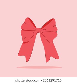 red ribbon with ties and tails on isolated background. decorative and fashion ornament, for posters and web icons