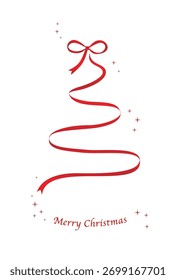 Projeto de vetor de árvore de fita vermelha para o Natal e decoração de presente
