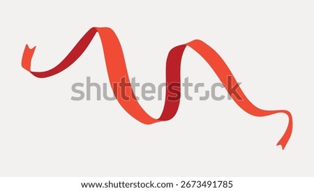 Red ribbon twisting in the air. The ribbon flows gracefully, showcasing its vibrant red color. A red ribbon symbolizes celebration and festivity. Red ribbon elegance. Cute vector illustration.