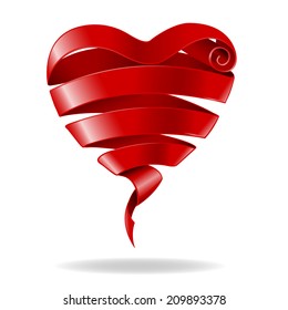 red ribbon for valentine day - vector Illustration