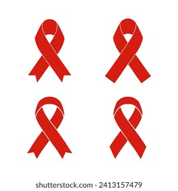 Red ribbon. Vector aids red ribbon icon, vector illustration