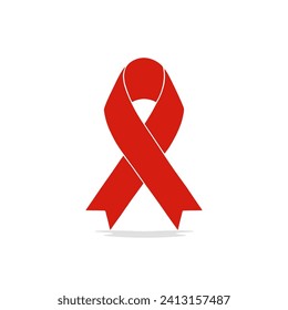 Red ribbon. Vector aids red ribbon icon, vector illustration