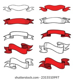red ribbon vector, ribbon banner, ribbon set, illustration design