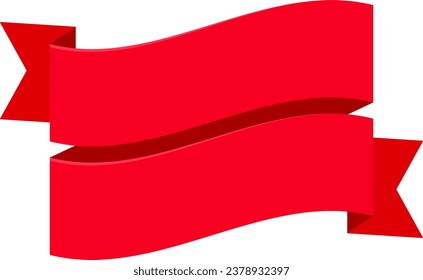 Red Ribbon Vector Banner Template with Transparent Background