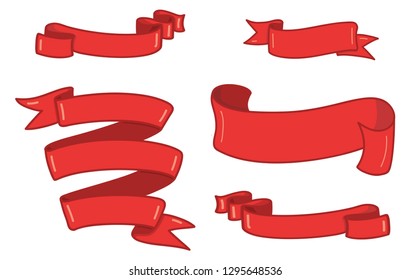 Red  ribbon vector banners set 