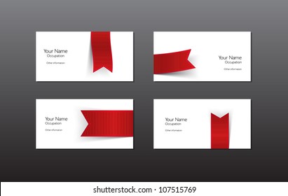 Red ribbon vector business card / banner templates