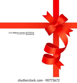 Red ribbon, vector Christmas and new year on white background