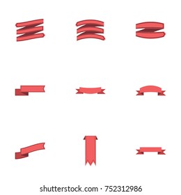 Red ribbon vector collection set
