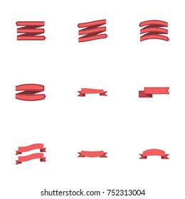 Red ribbon vector collection set