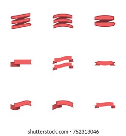 Red ribbon vector collection set