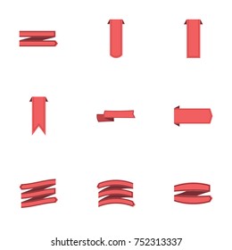 Red ribbon vector collection set