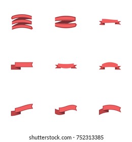 Red ribbon vector collection set