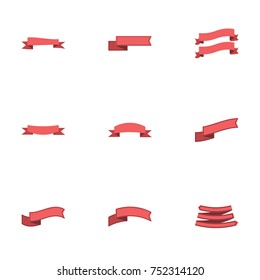 Red ribbon vector collection set