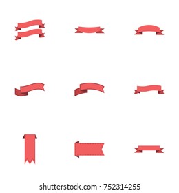 Red ribbon vector collection set