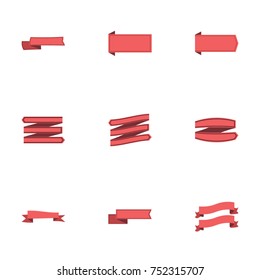 Red ribbon vector collection set