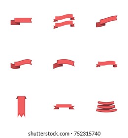 Red ribbon vector collection set