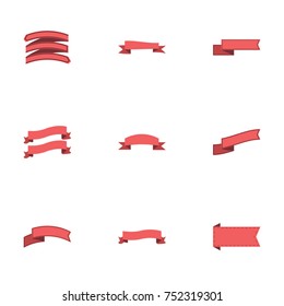 Red ribbon vector collection set
