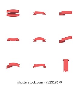 Red ribbon vector collection set