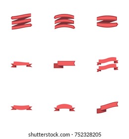 Red ribbon vector collection set