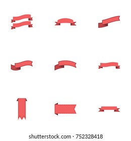 Red ribbon vector collection set