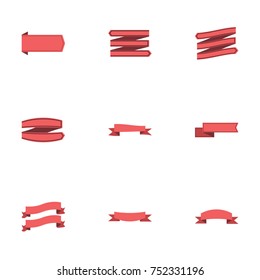 Red ribbon vector collection set