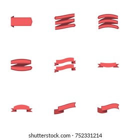 Red ribbon vector collection set