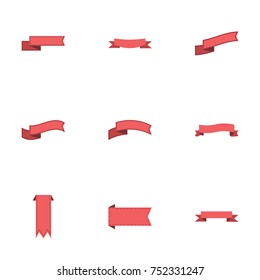 Red ribbon vector collection set