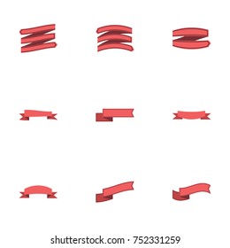 Red ribbon vector collection set