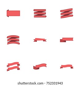 Red ribbon vector collection set