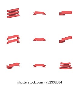Red ribbon vector collection set