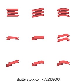 Red ribbon vector collection set