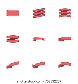 Red ribbon vector collection set