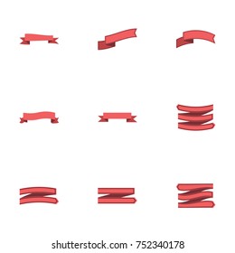 Red ribbon vector collection set