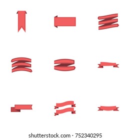 Red ribbon vector collection set